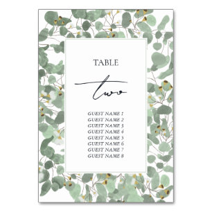 Numeração De Mesa Casamento de Watercolor Eucalyptus Greenery Blosso