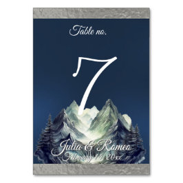Numeração De Mesa Casamento de Watercolor Mountain & Ribbon 2