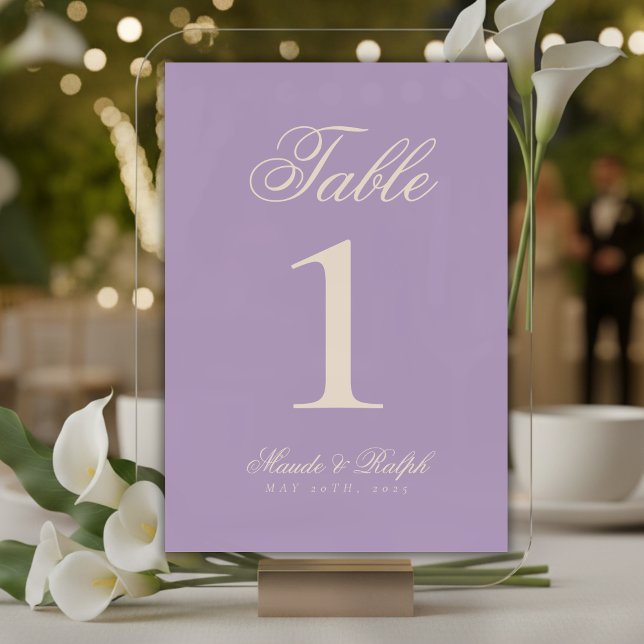Numeração De Mesa Casamento de Wisteria de Lavanda Moderna Simples (Guide guests to their seats with sophistication using these Simple Modern Old Money Table Numbers!)
