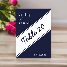 Numeração De Mesa Casamento Delicado Branco Azul-Marinho Elegante