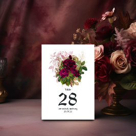 Numeração De Mesa Casamento Desgastado Bege Burgundy Dourado