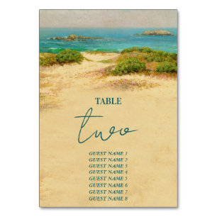 Numeração De Mesa Casamento Destino à Beira-Mar com Aquarela