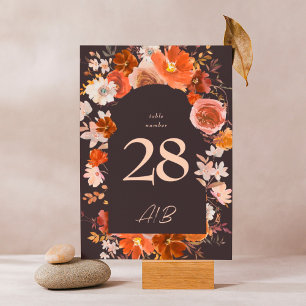 Numeração De Mesa Casamento do Arco Floral Terracotta de Meia-Noite