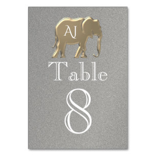 Numeração De Mesa Casamento do Elefante de Ouro e Prata