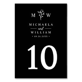 Numeração De Mesa Casamento do Monograma Botânico Minimalista Modern