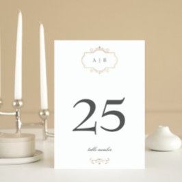 Numeração De Mesa casamento do monograma clássico romântico