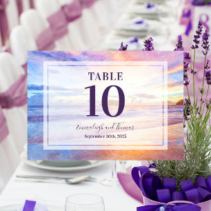 Numeração De Mesa Casamento do nascer do sol cor-de-rosa-d'água da p