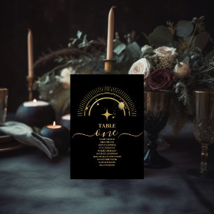 Numeração De Mesa Casamento Dourado Celestial Místico Negro
