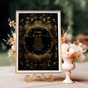 Numeração De Mesa Casamento Dourado Celestial Místico Negro