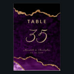 Numeração De Mesa Casamento Dourado de Agata Roxo<br><div class="desc">Número da Tabela de Casamento de Agatos Roxos Dourados - números elegantes de tabela de recepção de geode roxo moderno.</div>
