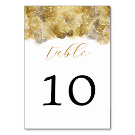 Numeração De Mesa Casamento Dourado de Aquarela Elegante