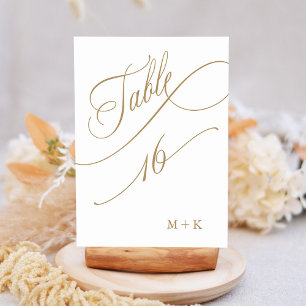 Numeração De Mesa Casamento Dourado de Caligrafia de Luxo número 16,