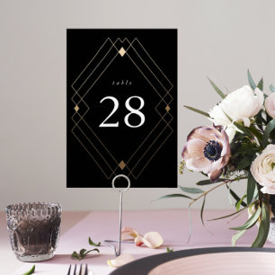 Numeração De Mesa Casamento Dourado de Deco Gatsby Preto Diamante