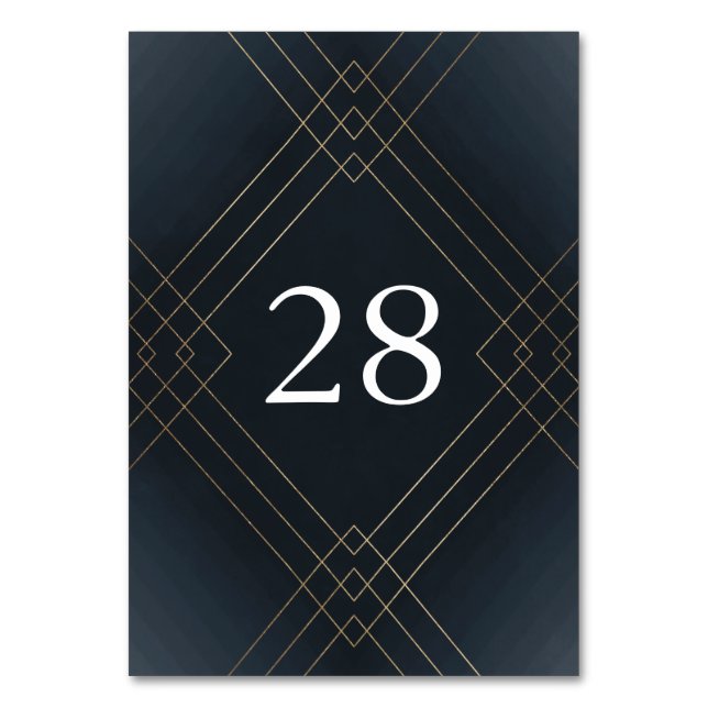 Numeração De Mesa Casamento Dourado de Elegância Marinho Escura Diam (Frente)