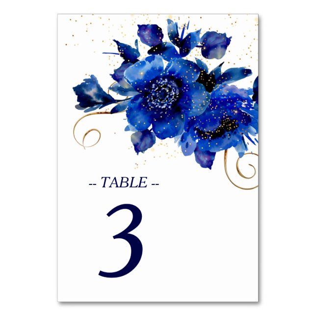 Numeração De Mesa Casamento Dourado de espiral Azul (Frente)