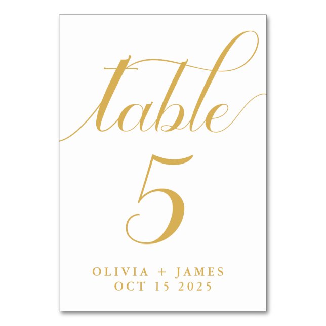 Numeração De Mesa Casamento Dourado de Fotografia de Script de Calig (Frente)