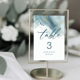 Numeração De Mesa Casamento Dourado de praia azul-moderno minimalist