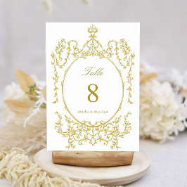Numeração De Mesa Casamento Dourado de Quadro Floral Clássico