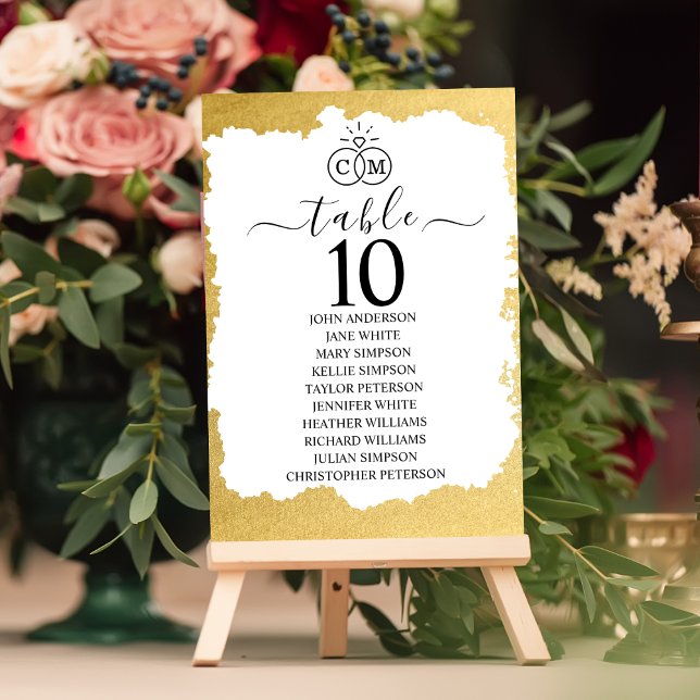 Numeração De Mesa Casamento Dourado de Quadro Moderno de Trendy (Criador carregado)