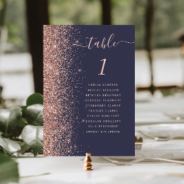 Numeração De Mesa Casamento Dourado de Rosa Azul Escuro