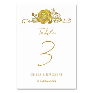 Numeração De Mesa Casamento Dourado de Rosas