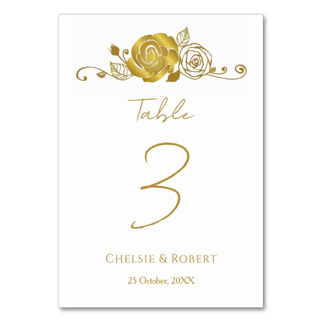 Numeração De Mesa Casamento Dourado de Rosas (Frente)
