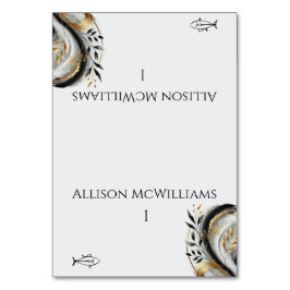 Numeração De Mesa Casamento Dourado e branco preto moderno - Peixe