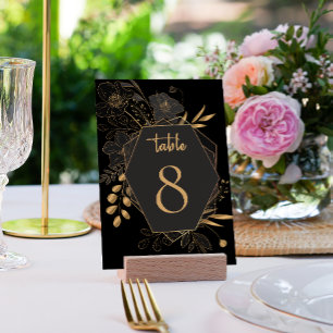 Numeração De Mesa Casamento Dourado e negro elegante