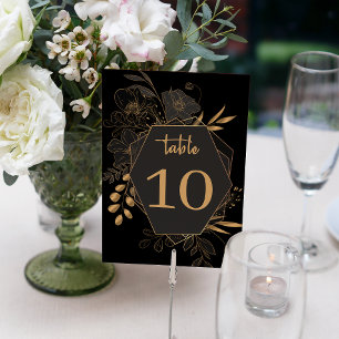 Numeração De Mesa Casamento Dourado e negro elegante