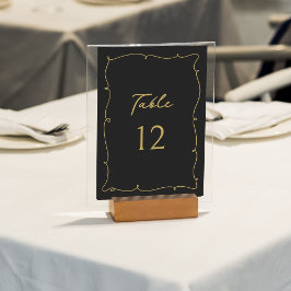 Numeração De Mesa Casamento Dourado e negro primitivo Elegante Vinta