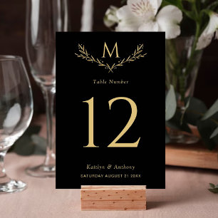 Numeração De Mesa Casamento Dourado e preto do monograma
