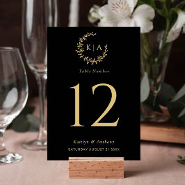 Numeração De Mesa Casamento Dourado e preto do monograma