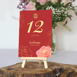Numeração De Mesa Casamento Dourado Elegante Chinês