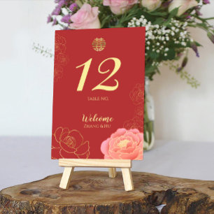 Numeração De Mesa Casamento Dourado Elegante Chinês