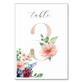 Numeração De Mesa Casamento Dourado Elegante Florals Faux Faux 3