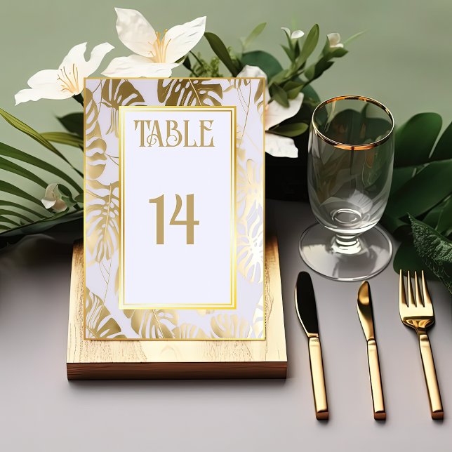 Numeração De Mesa Casamento Dourado Elegante Monstera Gilded (Criador carregado)
