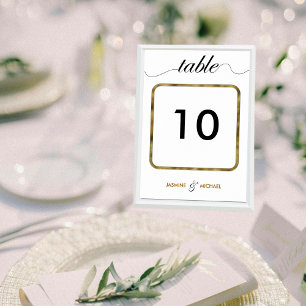 Numeração De Mesa Casamento Dourado Elegante Preto Simples Moderno