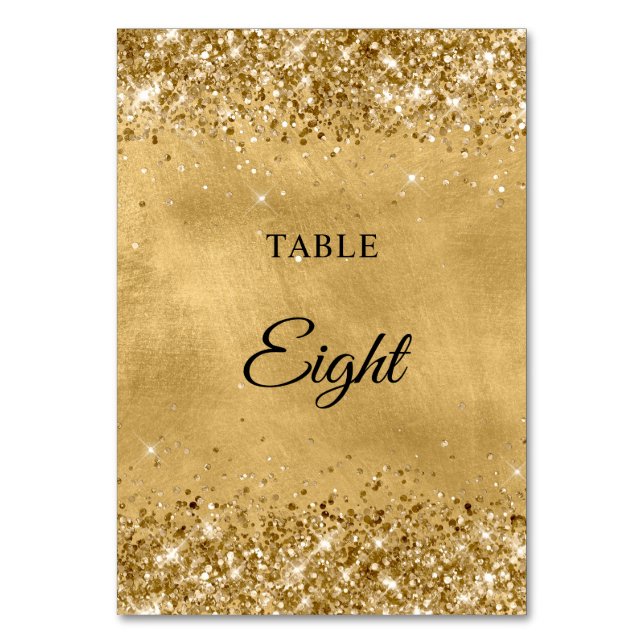 Numeração De Mesa Casamento Dourado Gliteroso (Frente)