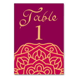Numeração De Mesa Casamento Dourado Indiano Elegante Mandala Magenta