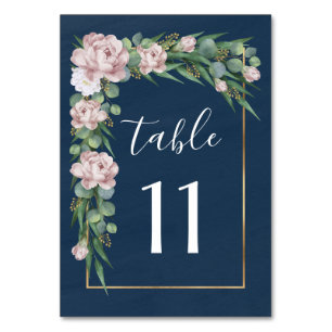Numeração De Mesa Casamento Dourado marinho Azul e Pink Dusty Rosa G