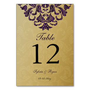 Numeração De Mesa Casamento Dourado Roxo Elegante
