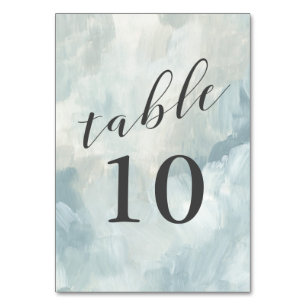 Numeração De Mesa Casamento Dusty Blue Modern Abstrato Brushstrokes