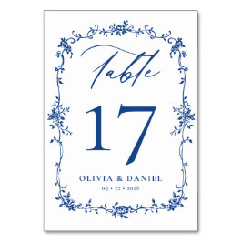 Numeração De Mesa Casamento Elegante Azul Marinho francês vitoriano