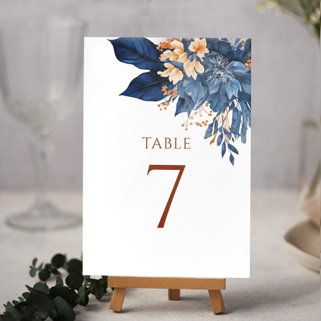 Numeração De Mesa Casamento Elegante Botânico Moderno de Aquarela (Modern Watercolor Botanical Elegant Wedding Table Number)