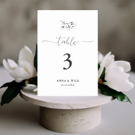 Numeração De Mesa Casamento Elegante Branco Negro da Magnolia Clássi