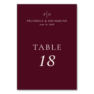 Numeração De Mesa Casamento Elegante Burgundy Profundo