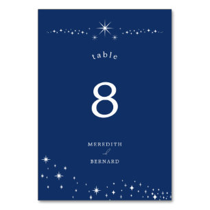 Numeração De Mesa Casamento Elegante Celestial Estrelas Azul-Navy