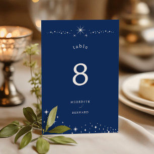 Numeração De Mesa Casamento Elegante Celestial Estrelas Azul-Navy