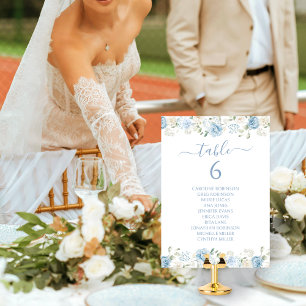 Numeração De Mesa Casamento Elegante com Crista Floral Azul e Branco