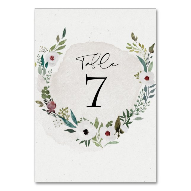 Numeração De Mesa Casamento Elegante com Eucalipto Burgundy (Frente)